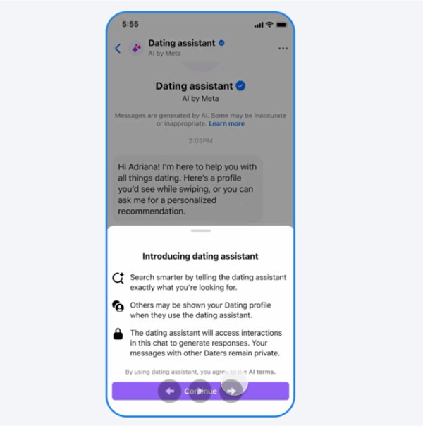 TechDogs-"An Image Showing Meta’s Newly Launched Dating Assistant Feature"